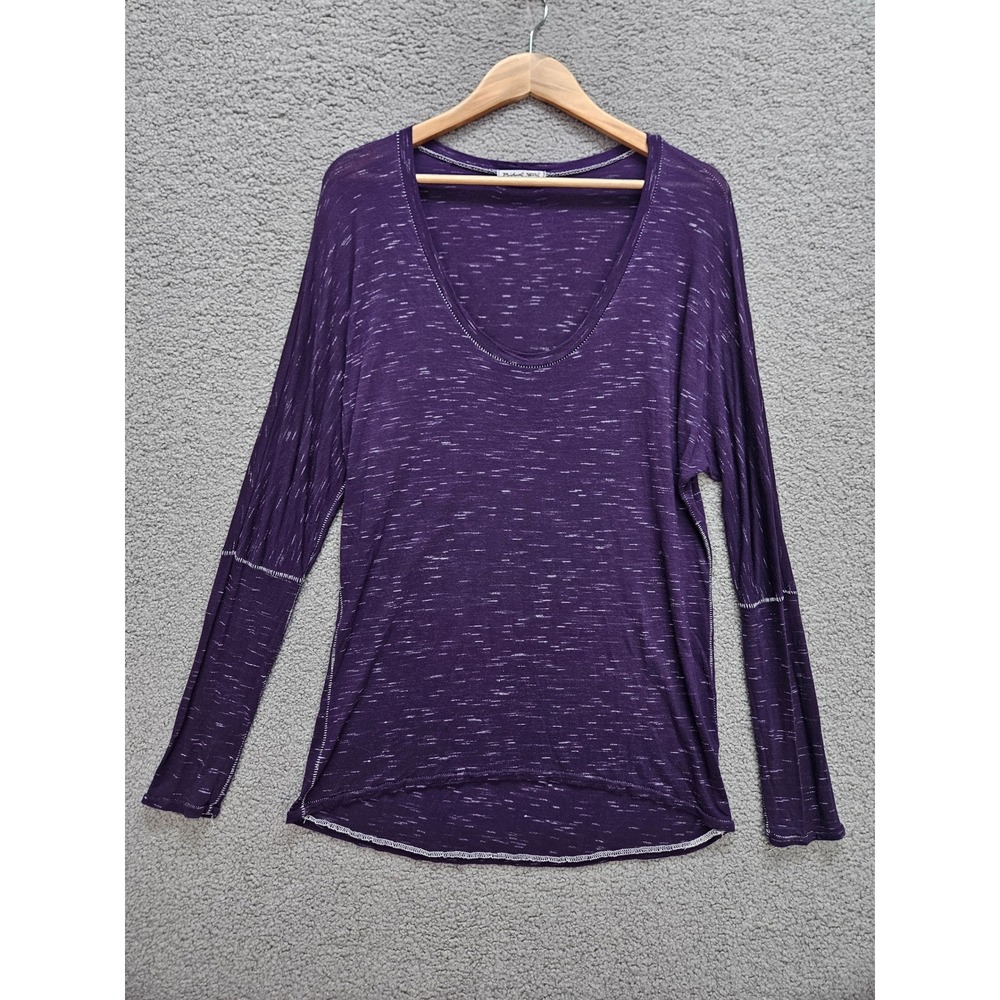 Michael Stars Long Sleeve Top OS Purple Space Dye Slouchy Dolman V-Neck 7224